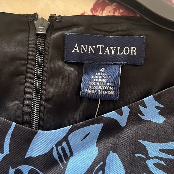 AnnTaylor Black and Blue Floral Bodycon Silk Dress Size 4 New with Tag - Picture 6 of 11